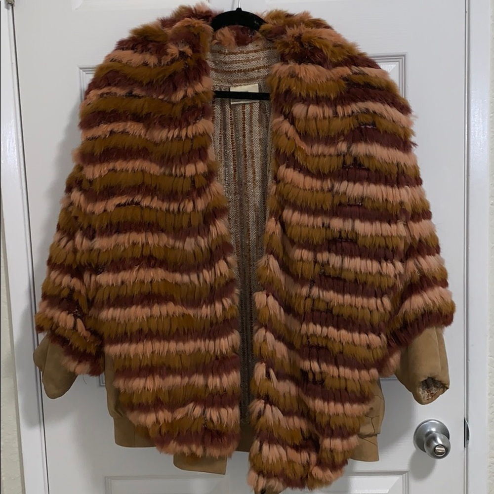 Vintage multi color rabbit fur jacket